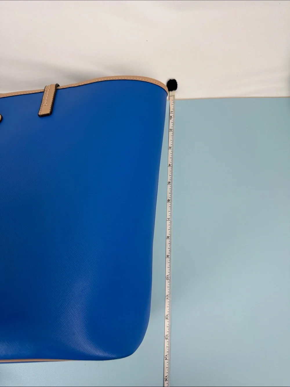 Coach Metro Tote in Blue Leather with Tan Trim